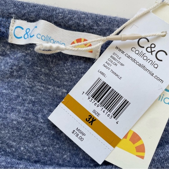 C&C California Women's Blue TWINKLE TWINKLE Sequin Fleece Sweatshirt Size 3X NWT - Picture 4 of 8